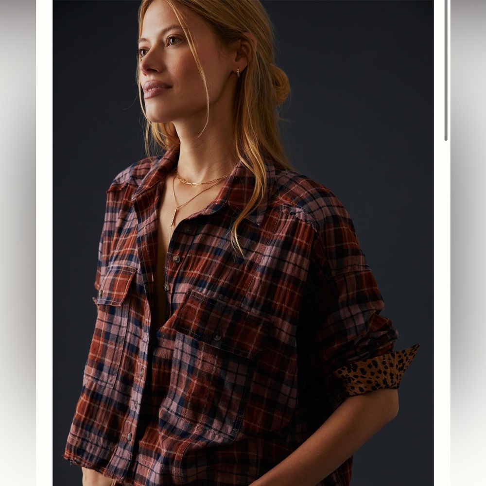 Anthropologie Pilcro Cropped Plaid Shirt